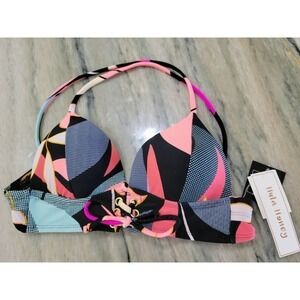 Hula Honey Multi Color Lace-Up Push Up Bikini Top XS NWT